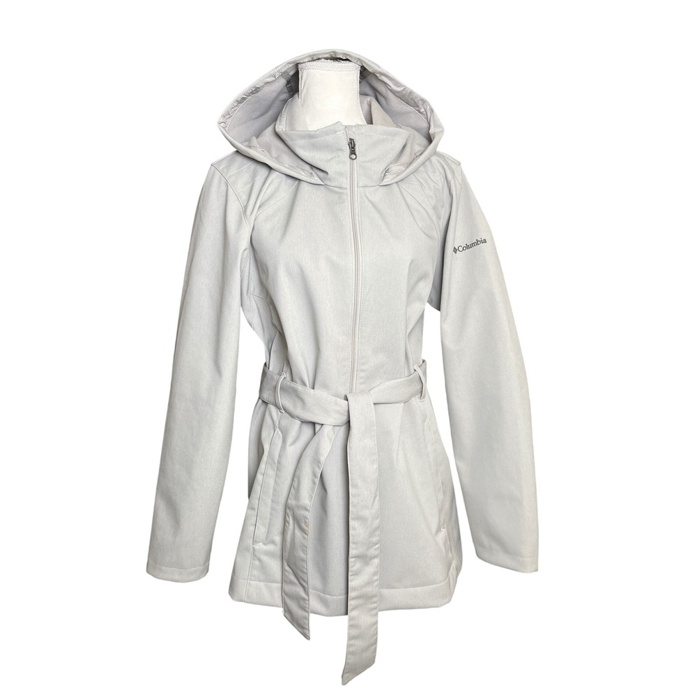 Columbia Kruser Ridge II Softshell Belted Hooded Raincoat Jacket Grey XL